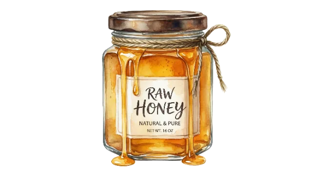 Raw Honey Jar Watercolor Illustration