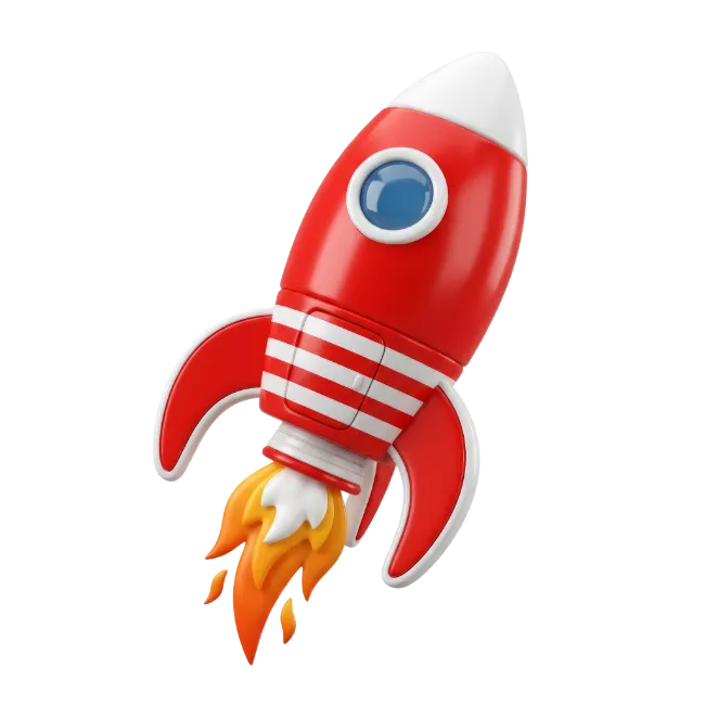 Red 3D toy rocket ship illustration