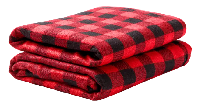 Red and Black Buffalo Plaid Folded Blanket