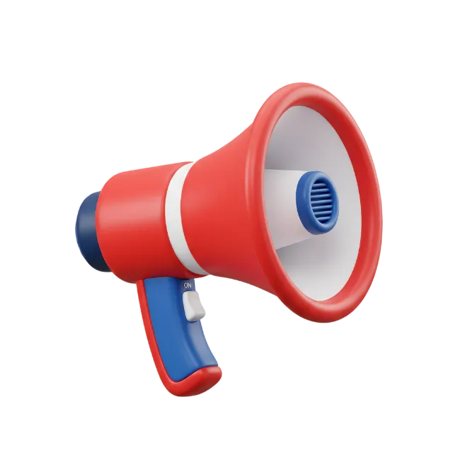 Red and Blue Megaphone 3D Illustration