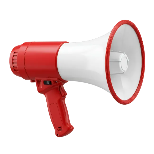 Red and white electronic megaphone speaker