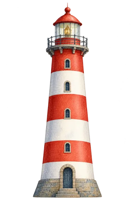 Red and White Lighthouse Illustration