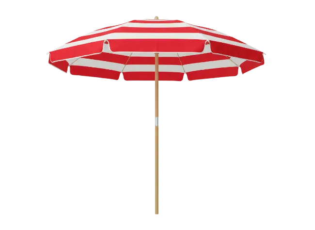 Red and White Striped Beach Umbrella