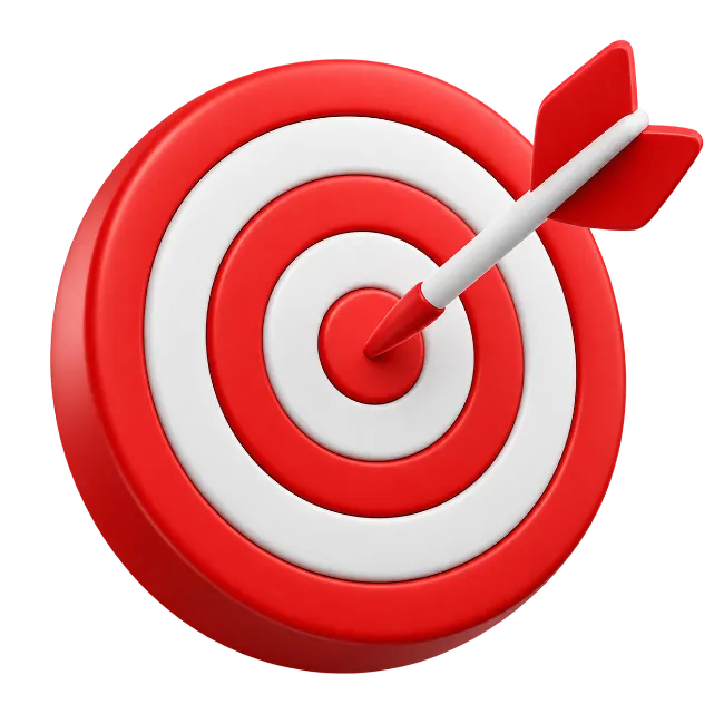 Red and White Target Board with Dart in Bullseye