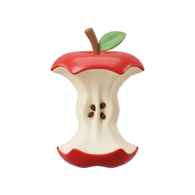 Red Apple Core Illustration