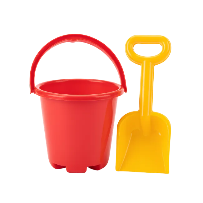Red Beach Bucket And Yellow Shovel Toy