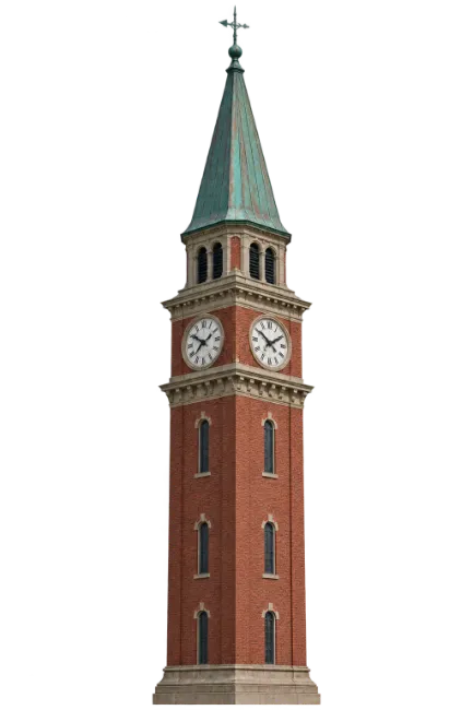 Red Brick Clock Tower with Copper Roof