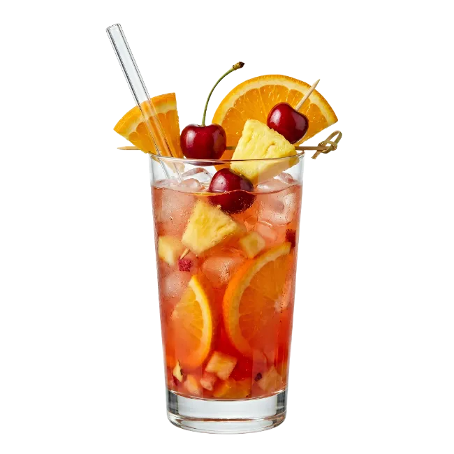 Red Cocktail with Fruit and Straw