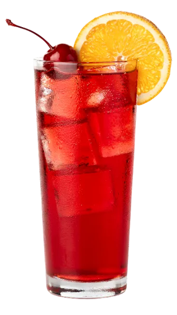 Red Cocktail with Ice Cherry and Orange Slice