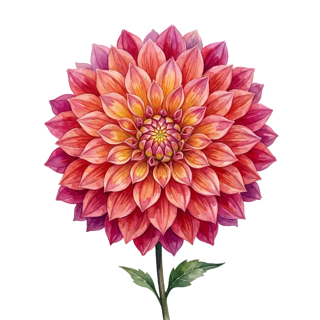Red Dahlia Flower Illustration