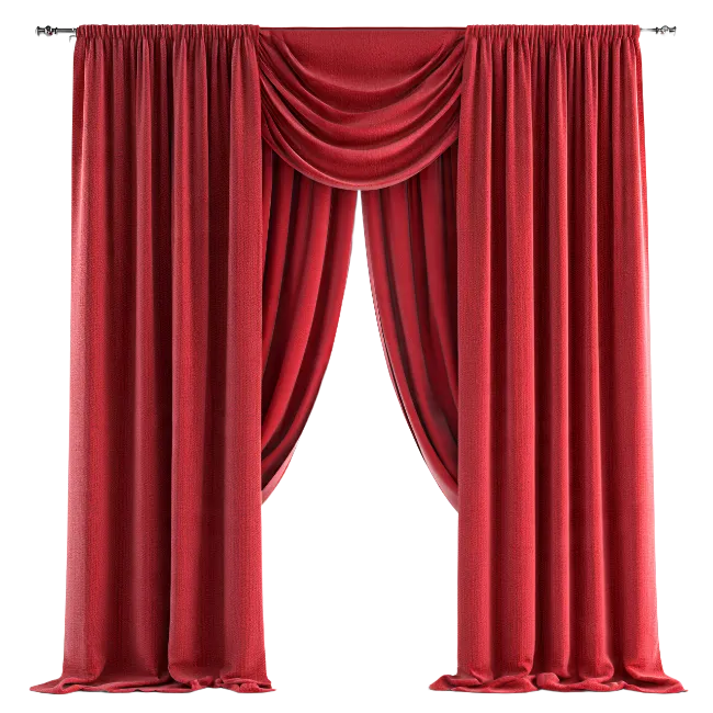 Red Draped Curtains