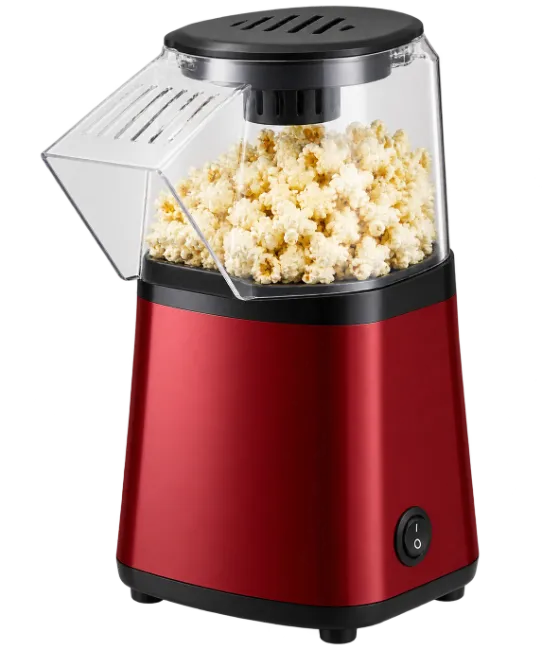 Red Electric Popcorn Maker with Freshly Popped Corn