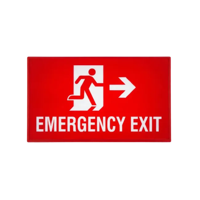 Red Emergency Exit Sign with Arrow