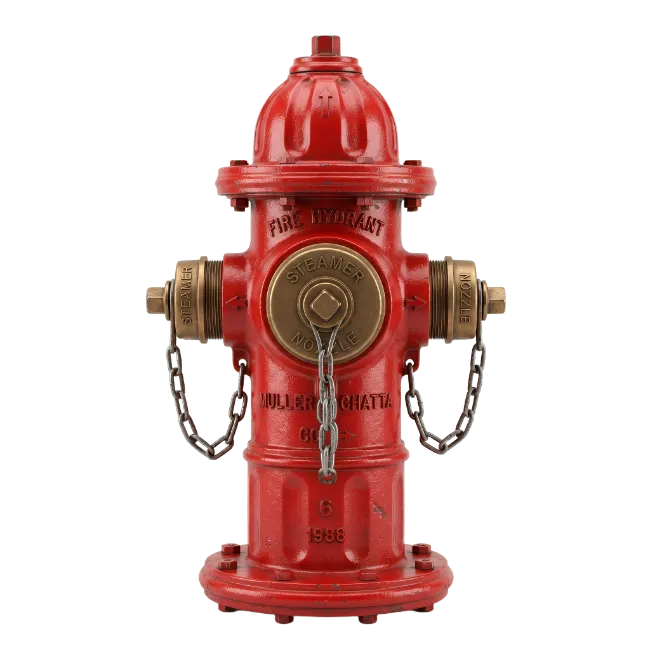 Red Fire Hydrant with Brass Nozzles