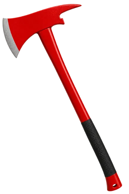Red Firefighter Axe with Black Grip