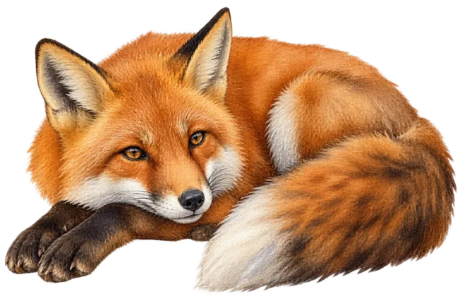 Red fox resting illustration
