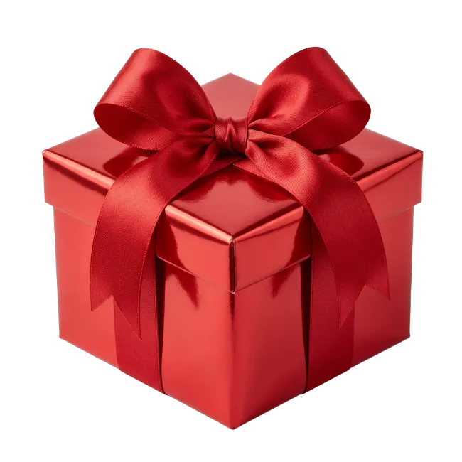 Red Gift Box with Silk Ribbon Bow