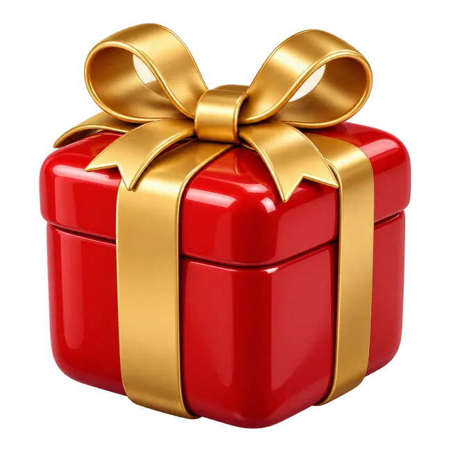 Red Glossy Gift Box with Golden Ribbon and Bow