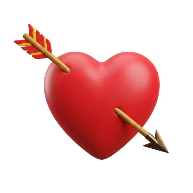 Red Heart Pierced By Arrow