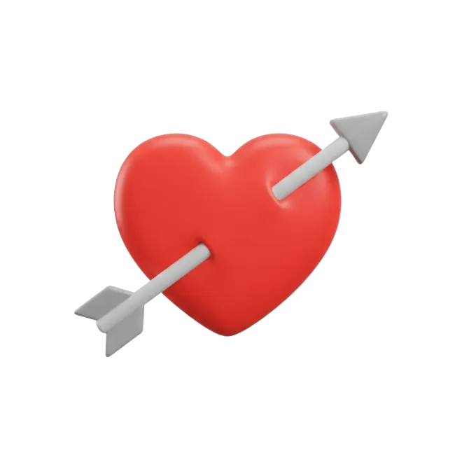 Red Heart Pierced with Arrow