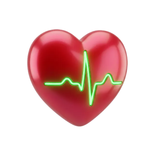 Red Heart With Green EKG Pulse Line
