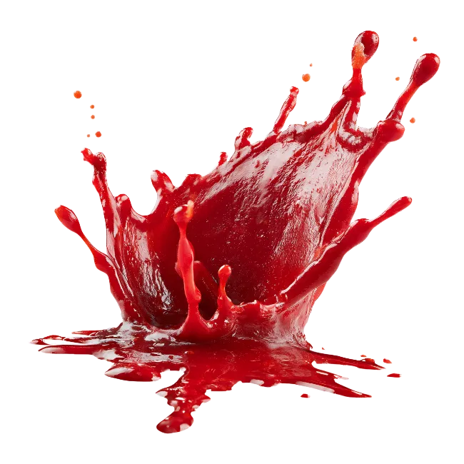 Red juice splash with dynamic droplets