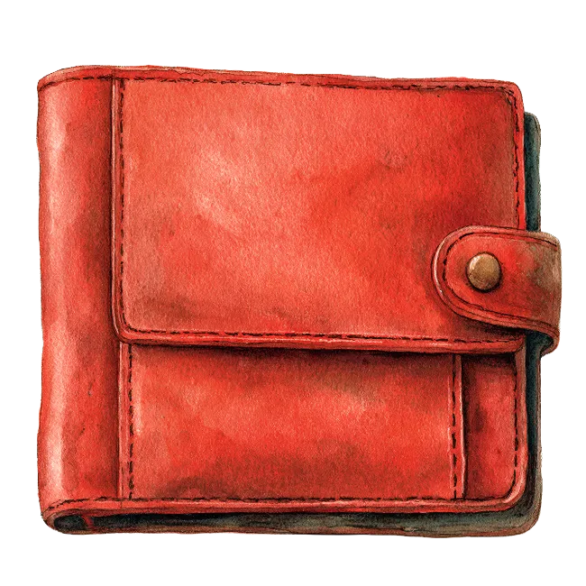 Red Leather Wallet Illustration