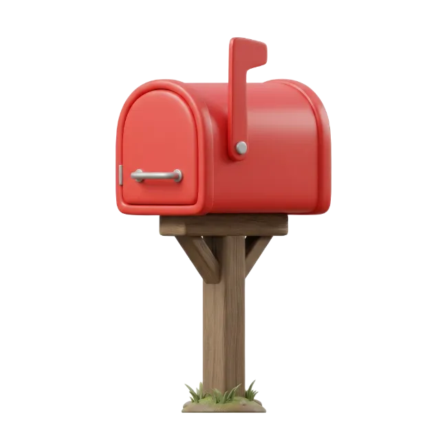 Red Mailbox on Wooden Post