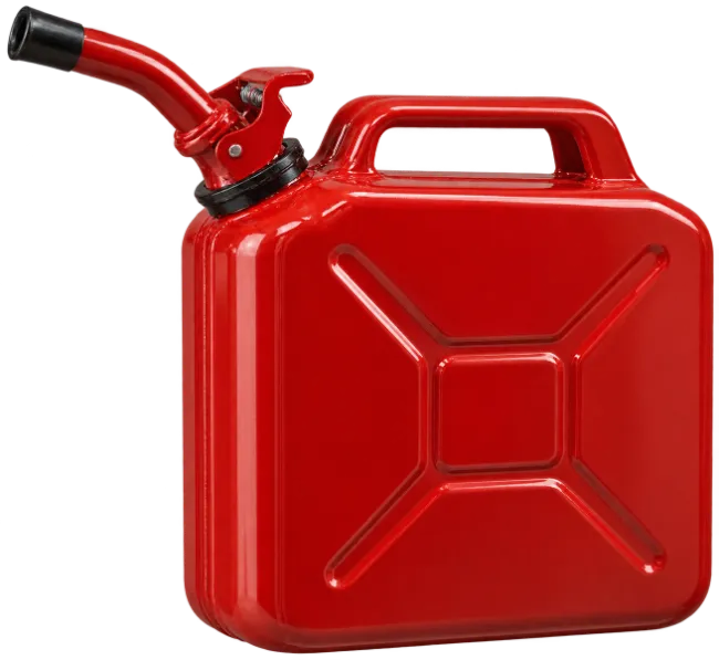 Red Metal Fuel Canister with Pouring Spout