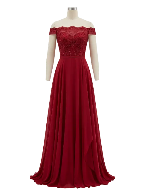 Red Off Shoulder Evening Dress