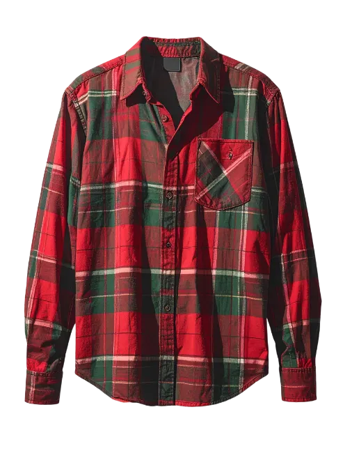 Red Plaid Long Sleeve Button Down Shirt