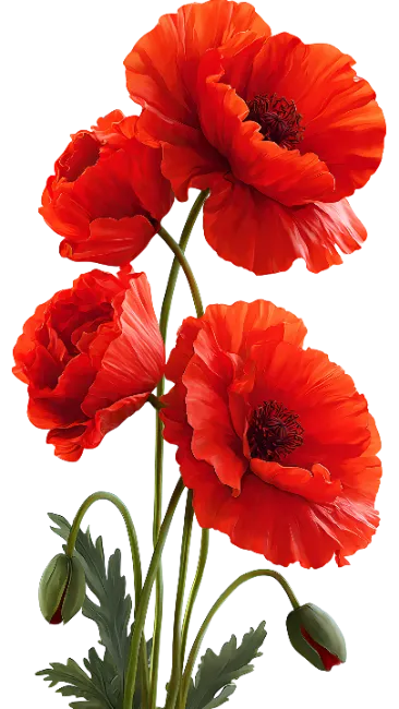 Red Poppy Flowers Bouquet