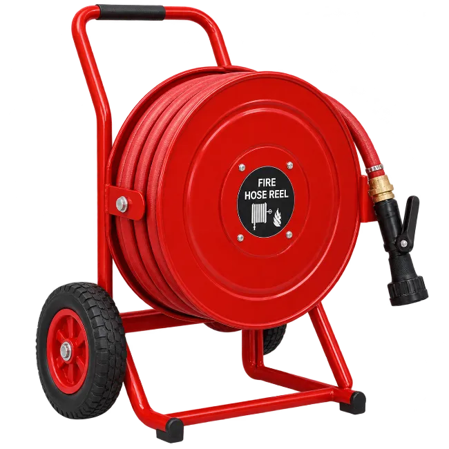 Red Portable Fire Hose Reel Cart