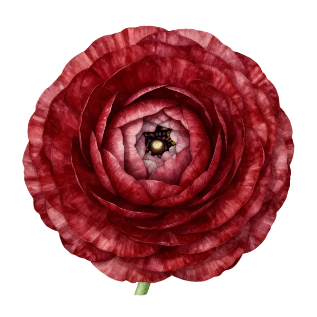 Red Ranunculus Flower Blossom Illustration