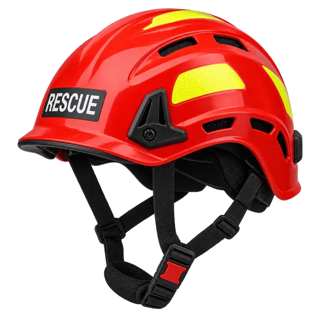 Red Rescue Helmet with Reflective Markings