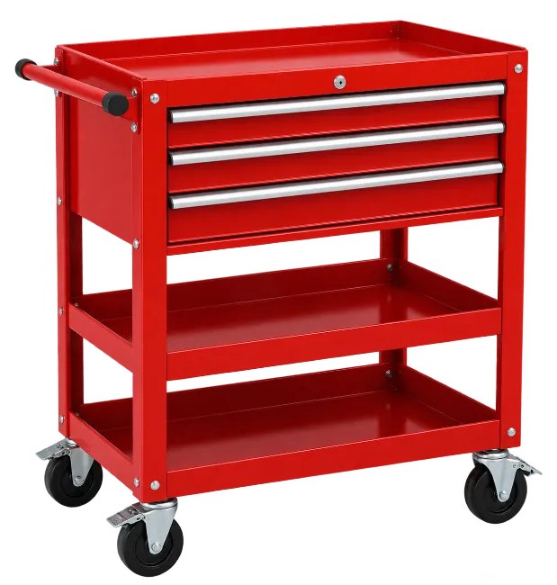 Red Rolling Tool Cart with Drawers