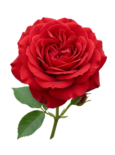 Red Rose Flower with Stem