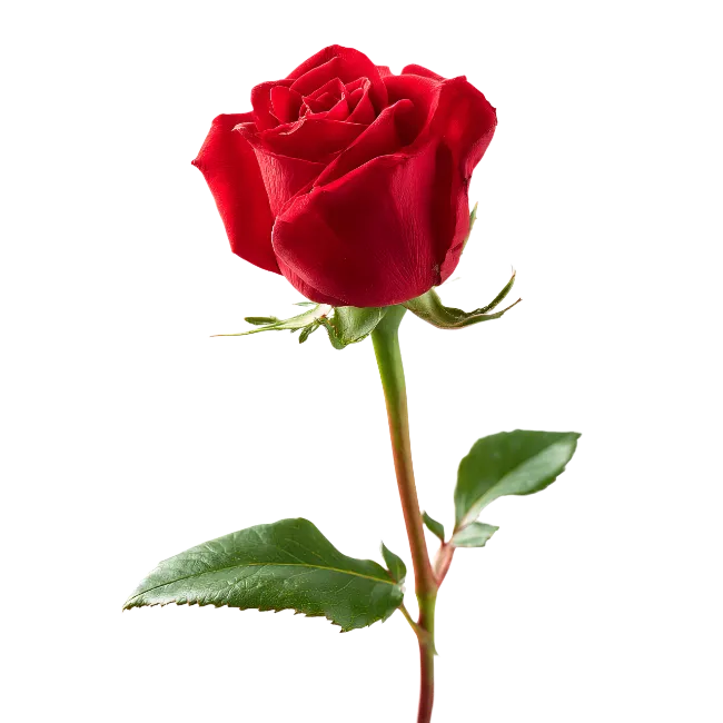 Red Rose Flower With Stem