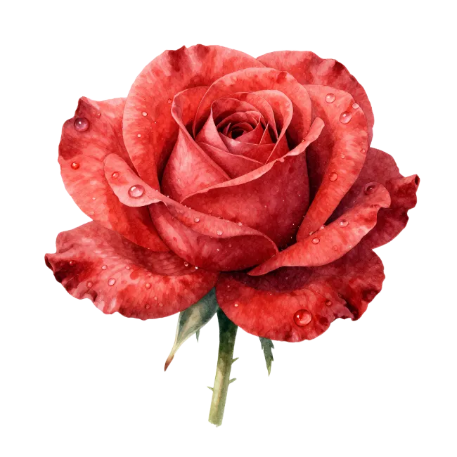 Red Rose Flower with Water Droplets