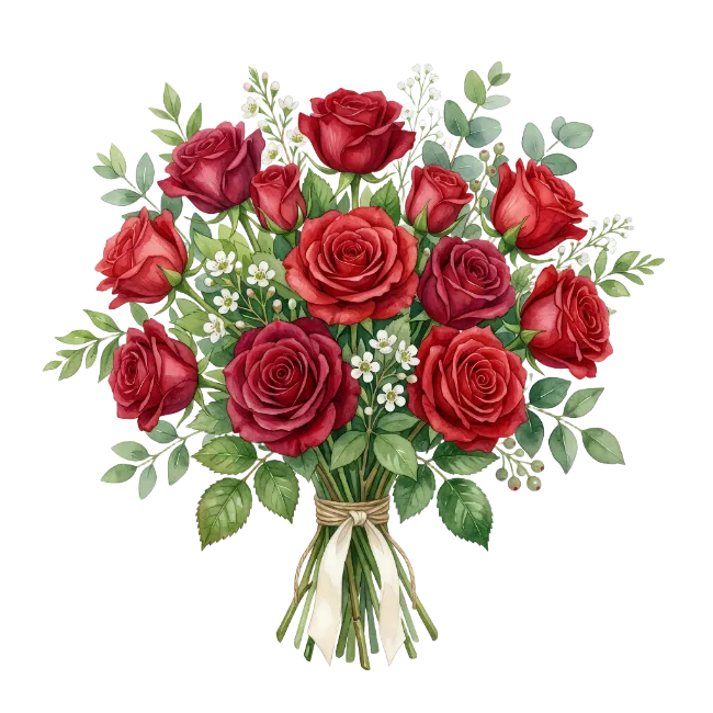 Red Roses Bouquet Illustration
