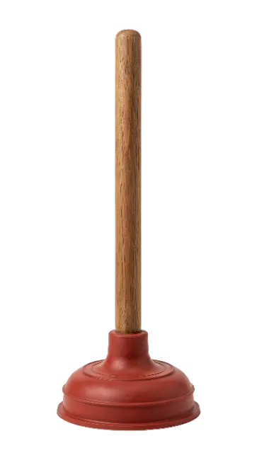 Red Rubber Toilet Plunger with Wooden Handle