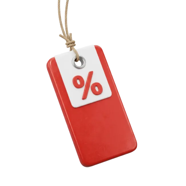 Red Sale Tag With Percentage Sign