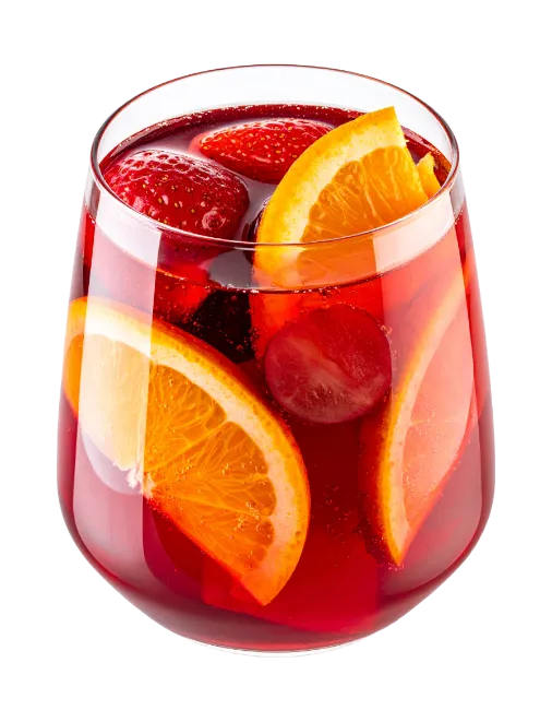 Red Sangria Cocktail in Glass with Fruit