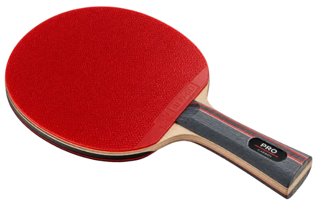 Red Table Tennis Paddle on Black Background