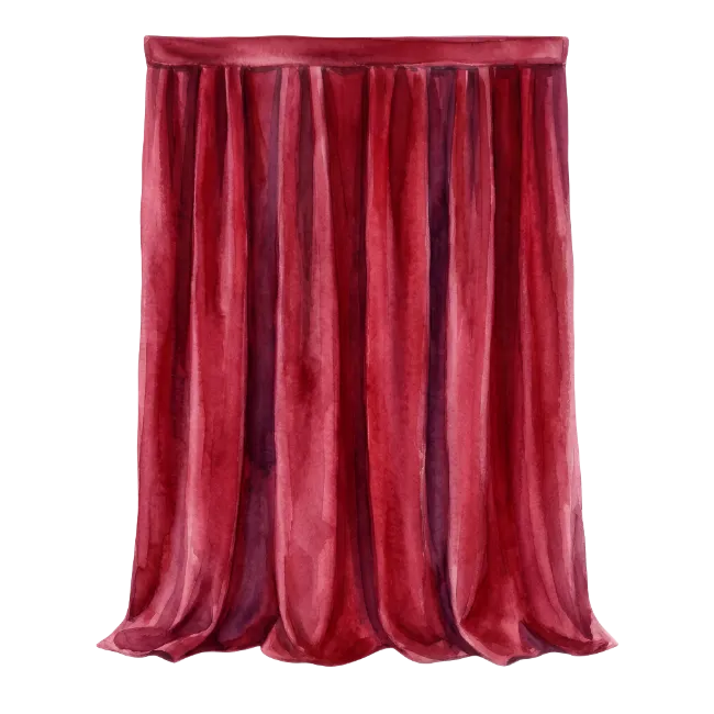 Red Watercolor Drapes Curtains Illustration
