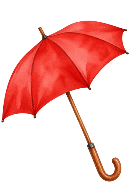 Red Watercolor Umbrella Illustration