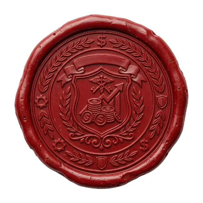 Red Wax Seal with Financial Growth Emblem