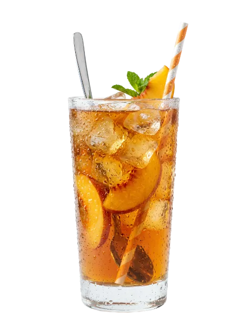 Refreshing Iced Peach Tea in a Tall Glass