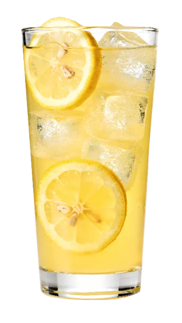 Refreshing Lemonade Glass with Ice and Lemon Slices