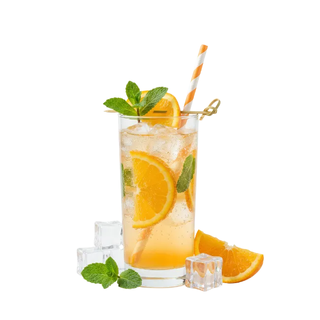 Refreshing Orange Cocktail with Mint and Ice